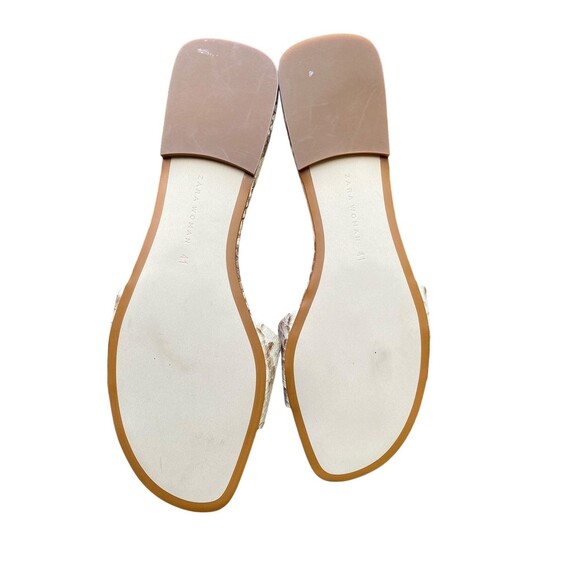 Zara Woman EU 41 US 10 leather snake print beige cream Tan nude slide sandals - Picture 7 of 13